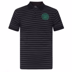 Celtic FC Official Football Gift Mens Yarn Dye Marl Striped Polo Shirt - Black/Grey, 3XL