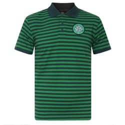 Celtic FC Official Football Gift Mens Yarn Dye Marl Striped Polo Shirt - Green, XL
