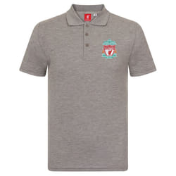 Liverpool FC Mens Polo Shirt Crest OFFICIAL Football Gift - Grey Single Crest, Small