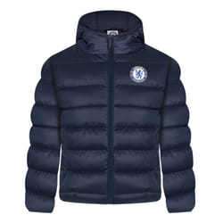 Chelsea FC Boys Jacket Hooded Winter Quilted Kids OFFICIAL Football Gift - Blue, 8-9 Years