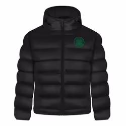 Celtic FC Boys Jacket Hooded Winter Quilted Kids OFFICIAL Football Gift - Black Crest, 10-11 Years