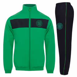 Celtic FC Boys Tracksuit Jacket & Pants Set Kids OFFICIAL Football Gift - Black Green, 2-3 Years
