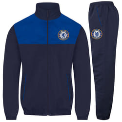 Chelsea FC Mens Tracksuit Jacket & Pants Set OFFICIAL Football Gift - Navy Blue, Large