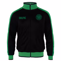 Celtic FC Mens Jacket Track Top Retro OFFICIAL Football Gift - Black/Green, XL
