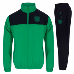Celtic FC Mens Tracksuit Jacket & Pants Set OFFICIAL Football Gift - Black/Green, XXL