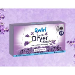 35 Swirl Tumble Dryer Sheets Lavender Fabric Conditioner Anti Static