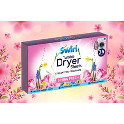 35 Swirl Tumble Dryer Sheets Spring Fabric Laundry Aid Anti Static