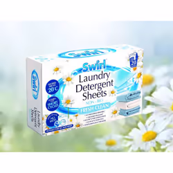 20 Dissolvable Laundry Detergent Sheets Non Bio Fresh Clean Scent