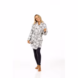 ) Turtle Clouds Robe Womens Luxury Dressing Gown Clouds All Over Fleece Long Gown - XL (Extra Large