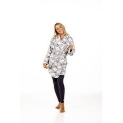 ) Turtle Clouds Robe Womens Luxury Dressing Gown Clouds All Over Fleece Long Gown - XL (Extra Large