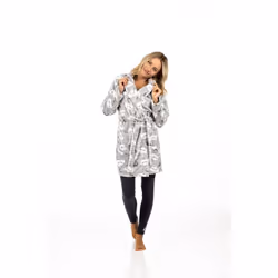 ) Turtle Clouds Robe Womens Luxury Dressing Gown Clouds All Over Fleece Long Gown - XL (Extra Large