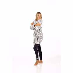 ) Turtle Clouds Robe Womens Luxury Dressing Gown Clouds All Over Fleece Long Gown - XL (Extra Large