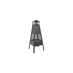 Trueshopping Outdoor Metal Chimenea Fire Pit Chimney - Log, Wood & Charcoal Burner - Sleek Black Modern Garden Patio Heater - Safety Grill & Poke