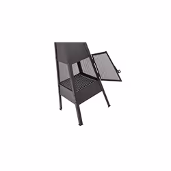 Trueshopping Outdoor Metal Chimenea Fire Pit Chimney - Log, Wood & Charcoal Burner - Sleek Black Modern Garden Patio Heater - Safety Grill & Poke