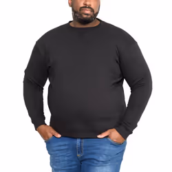 Duke D555 Rockford Mens Sweat Big Tall King Size Crew Neck Pullover Sweatshirt - 4XL, Black