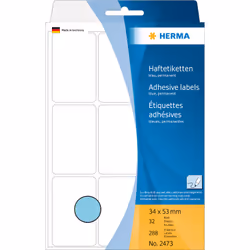 HERMA Multi-purpose labels 34x53 mm blue paper matt hand inscription 288 pcs., Blue, Rounded rectangle, Cellulose, Paper, 32 ...