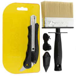 69505 Paperwiz Original Wallpaper Tool Kit with Knife Brush and Plumb Bob for Paper-Hanging 4 piece pack set,Yellow, 26.5 x 16.5 x 3.8 cm; 310 Grams