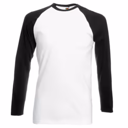 Fruit Of The Loom Mens Long Sleeve Baseball T-Shirt - M, White/Black