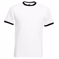Fruit Of The Loom Mens Ringer Short Sleeve T-Shirt - L, White/Black