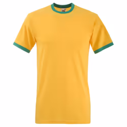 Fruit Of The Loom Mens Ringer Short Sleeve T-Shirt - M, Sunflower/Kelly Green