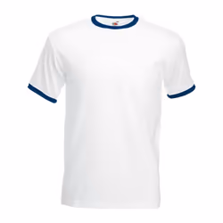 Fruit Of The Loom Mens Ringer Short Sleeve T-Shirt - 2XL, White/Navy