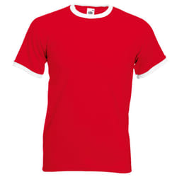 Fruit Of The Loom Mens Ringer Short Sleeve T-Shirt - 3XL, Red/White