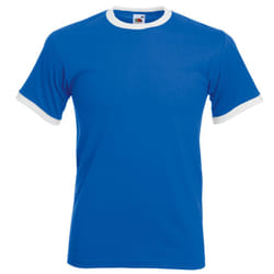 Fruit Of The Loom Mens Ringer Short Sleeve T-Shirt - 3XL, Royal/White