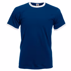 Fruit Of The Loom Mens Ringer Short Sleeve T-Shirt - 3XL, Navy/White