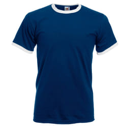 Fruit Of The Loom Mens Ringer Short Sleeve T-Shirt - 3XL, Navy/White