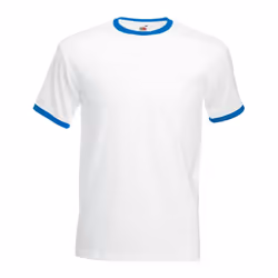 Fruit Of The Loom Mens Ringer Short Sleeve T-Shirt - 3XL, White/Royal Blue