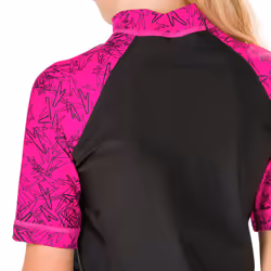 , Black/Pink) Speedo Boom Short Sleeve Girls Rash Top Black/Pink - 26" (8 yrs