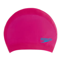 SPEEDO Junior Long Hair Cap Hat  Youth Unisex  Begonia Pink/Lapis Blue