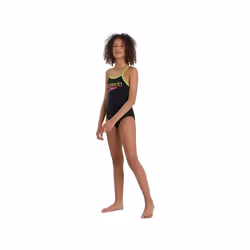 Speedo Girls Thinstrap Swimsuit Junior Beach Swimming One Piece Costume - Black