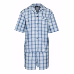 Mens Champion Cotton Blend Button Front Pyjama Set Nightwear Lounge Wear pajama - X-Large 44-46 Chest, Short Sleeve Checkered ...
