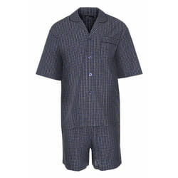 Mens Champion Cotton Blend Button Front Pyjama Set Nightwear Lounge Wear pajama - Medium 38-40 Chest, Short Sleeve Checkered Navy