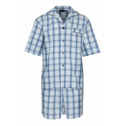 Mens Champion Cotton Blend Button Front Pyjama Set Nightwear Lounge Wear pajama - 2XL, Short Sleeve Checkered Blue