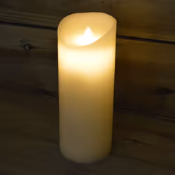 23cm x 9cm Battery Operated Dancing Flame Candle with Timer in Cream