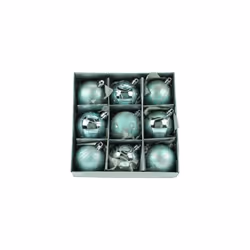 Set of Nine Blue Christmas Tree Baubles (6cm) by Christmas Direct
