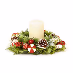 Christmas Candle Ring Mini Wreath Artificial Decoration Spirals 30cm