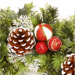 Christmas Candle Ring Mini Wreath Artificial Decoration Spirals 30cm