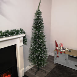 2m (6.5ft) Premier Pencil Style Slim Flocked Christmas Tree in Green