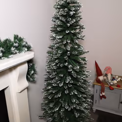 2m (6.5ft) Premier Pencil Style Slim Flocked Christmas Tree in Green