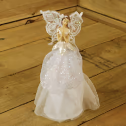 23cm Fabric Angel Christmas Tree Topper White