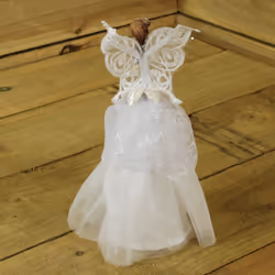 23cm Fabric Angel Christmas Tree Topper White