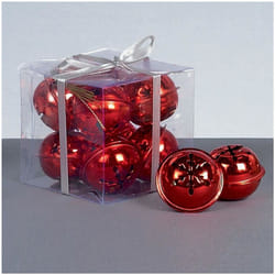 Christmas Decoration 8 Pack Snowflake 40mm Jingle Bell Baubles - RED