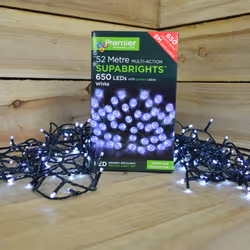 Premier Deluxe Light Set - 52m Multi Action 650 Cool White LED SUPABRIGHTS