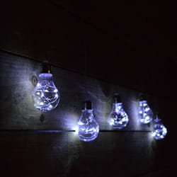 Set of 5 Premier Battery Edison Bulbs with 40 Cool White Pin Wire LEDs & Timer