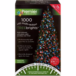 Premier TreeBright 1000 Multi Colour LED Christmas Lights With Timer - 25m