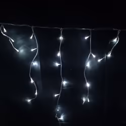 5.8m (240 LED) Premier Outdoor LED Icicle Christmas TIMER Lights - Cool White