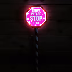 80cm Premier Christmas Sign - Santa Please Stop Here with LED & Timer